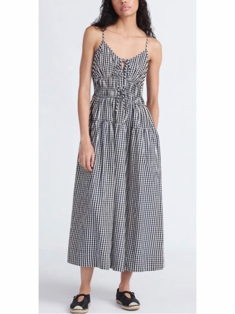 Free Assembly Black Gingham Midi Dress XS